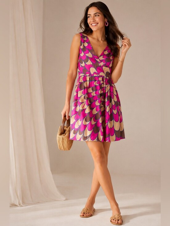 Corey Lynn Calter Dresses & Skirts - Retro Mod Abstract Print Sleeveless V-Neck Fit & Flare Dress, 100% Silk